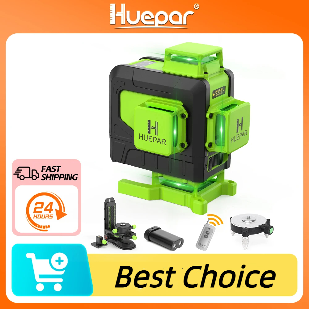 Laser Level 16 Lines 4D Green - Huepar-4D Nível Laser Feixe Verde com