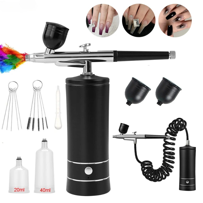 Airbrush Kit With Mini Compressor - Kit de Pintura para Unhas com