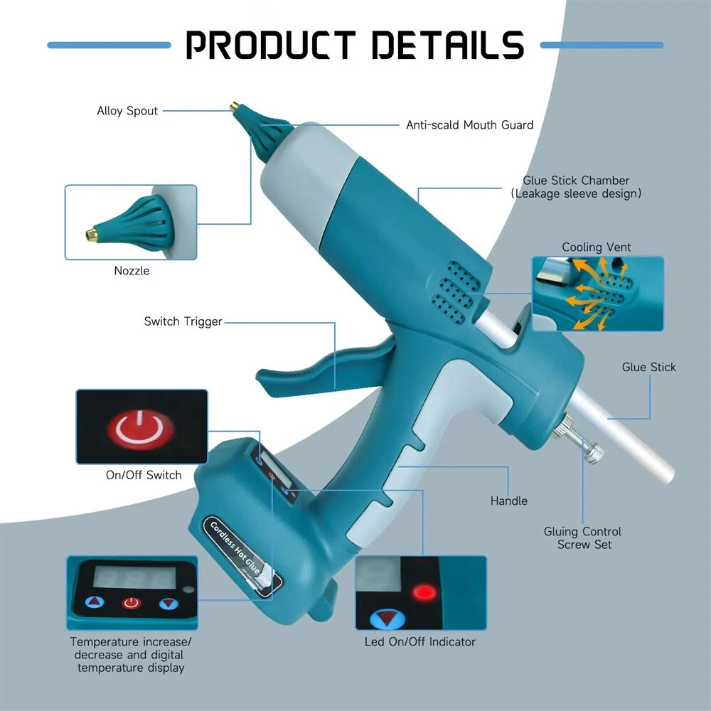 Mais nova pistola de cola quen - Hot Melt Glue Gun Cordless avaliação e preço