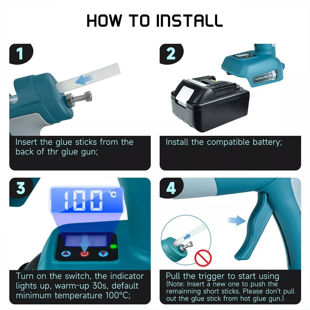 Mais nova pistola de cola quen - Hot Melt Glue Gun Cordless avaliação e preço