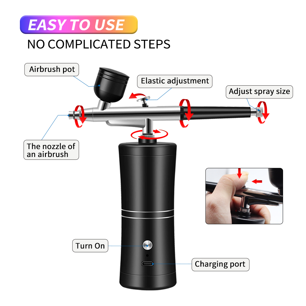 Aerógrafo sem fio recarregável - Airbrush Kit With Mini Compressor avaliação e preço
